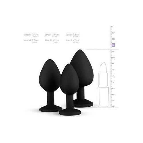 Siliconen Buttplug Met Diamant - Zwart