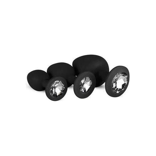 Siliconen Buttplug Met Diamant - Zwart