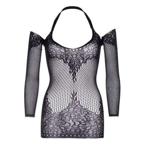 Twist Halter Kanten Jurk - Zwart - One Size