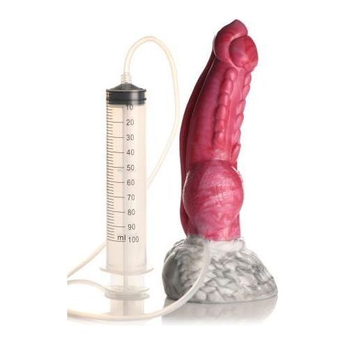XR Brands - Resurrector Phoenix Spuitende Siliconen Dildo - Rood/Wit