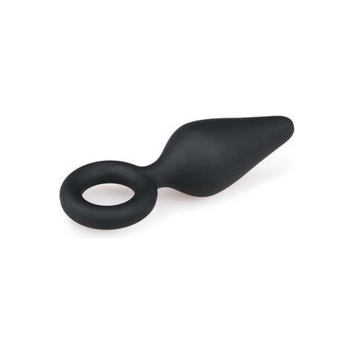 Zwarte buttplug met trekring - small