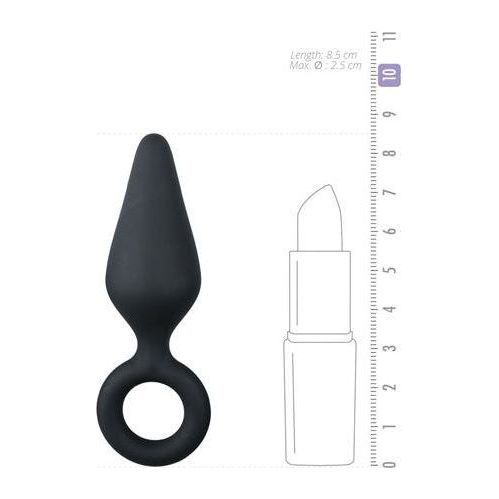 Zwarte buttplug met trekring - small