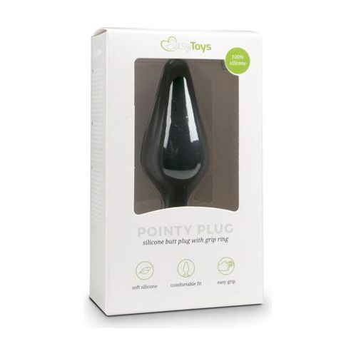 Zwarte buttplug met trekring - small