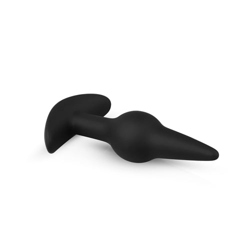 Black silicone buttplug from the Pleasure Kit, designed for safe and comfortable anal stimulation.