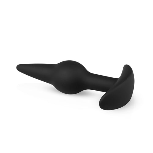 Black silicone buttplug from the Pleasure Kit, designed for anal stimulation and comfort in various sizes, sex artikelen.