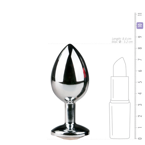 Metalen buttplug met zilveren diamant, 8,4 cm lang, glanzend design voor stimulatie, ideaal voor beginners en gevorderden.